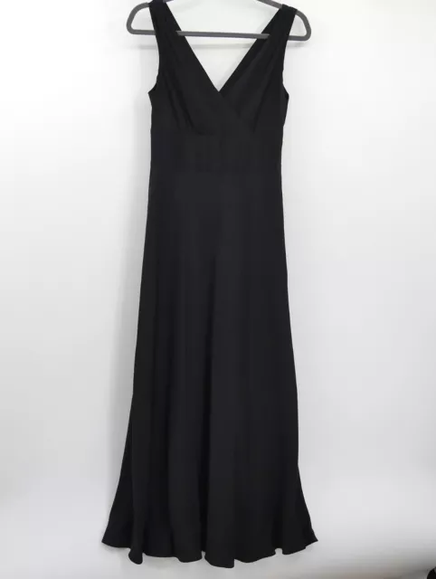 VTG J. Crew 100% Silk Bias Cut Gown Maxi Dress Sz 4 Black V-Neck Bridesmaid Y2K