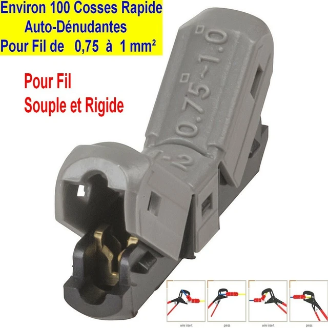0,75 à 1 mm²,,100 COSSES Borne Connexion Auto Dénudant,Connecteur,Connectors JOW