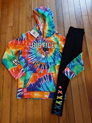 NWT Justice Girls Outfit Fruit Loops Hoodie/Rainbow Legging Size 7 8 10 (4)
