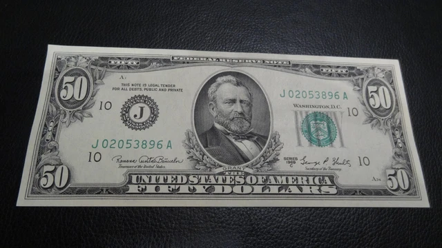 Federal Reserve Note 1969 $50 Fifty Dollar Bill In Great Condition!!!!!