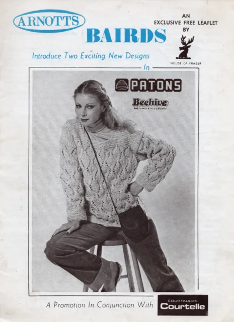 ~ Vintage 1978 Patons Knitting Pattern For Lacy Tunic & Fair Isle Sweater ~ Pics