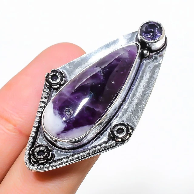 Chevron Amethyst, Amethyst Gemstone 925 Sterling Silver Jewelry Ring Size 7 L935
