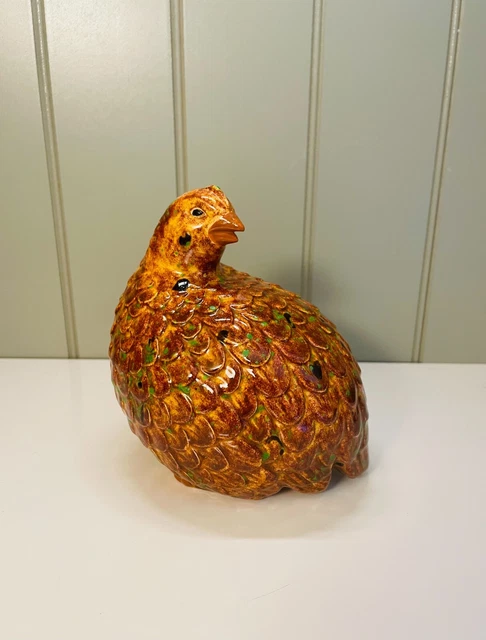 Vintage hand painted Arnels brown/multicolor ceramic quail figurine