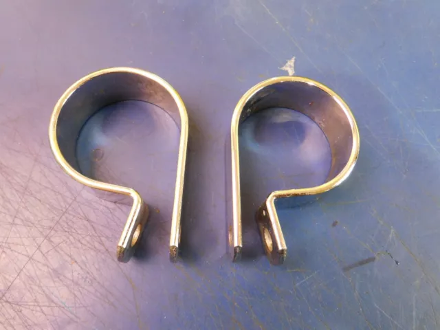 1 Set Chrome 1 3/4" X 3" Exhaust Pi Clamps Harley Davidson & Custom Choppers