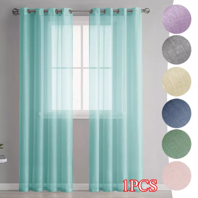 2Pc Solid Sheer Voile Panel Indoor Wedding Grommets Window Curtain