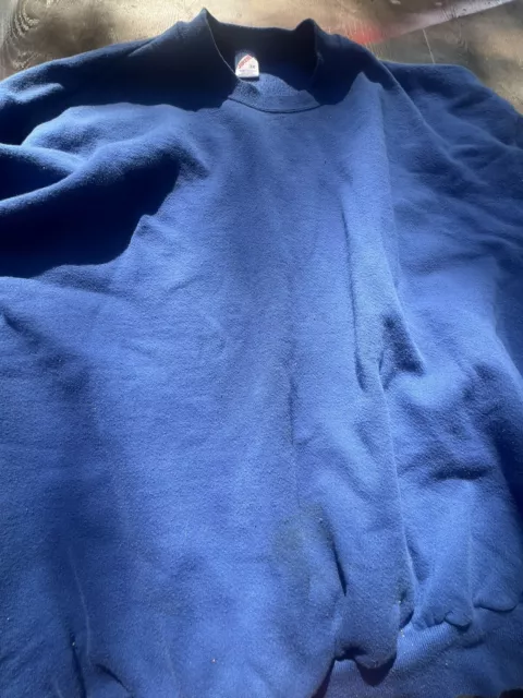 Vintage Blank Jerzees Crewneck Sweatshirt size 3XL Blue Made in USA