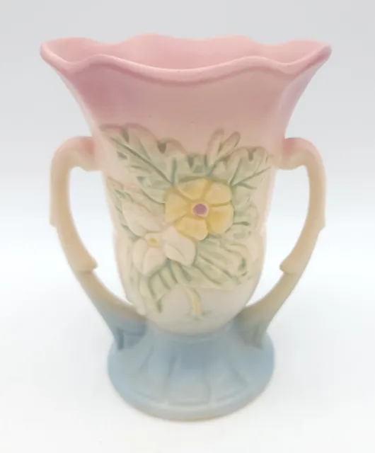 Vintage Hull Art Pottery USA Small Wildflower W-3 Two Handled Floral Vase 5 1/2"