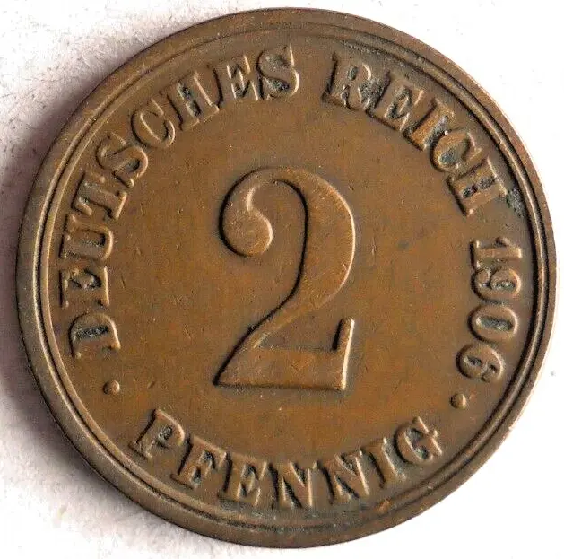 1906 GERMAN EMPIRE 2 PFENNIG - Excellent Vintage Coin - german BIN #7