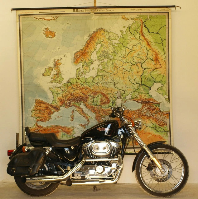 LARGE WALL MAP Europe Map School Wall Map Physical Map 210x199 Vintage ...
