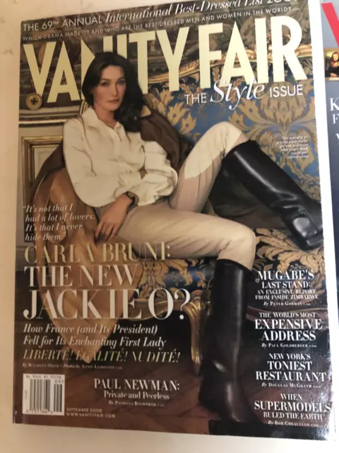 CARLA BRUNI September 2008 VANITY FAIR Magazine PAUL NEWMAN / 1990's SUPERMODELS