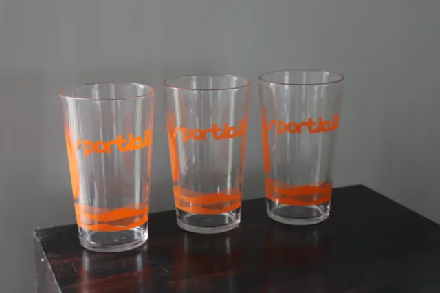 Vintage  Ancien Verre Publicitaire Sport Lait Orange Lot De Trois