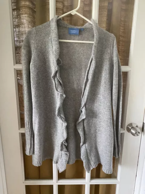 Simply Vera Wang Ladies' Gray Poly/Wool Blend L/S Ruffle Cardigan, Small