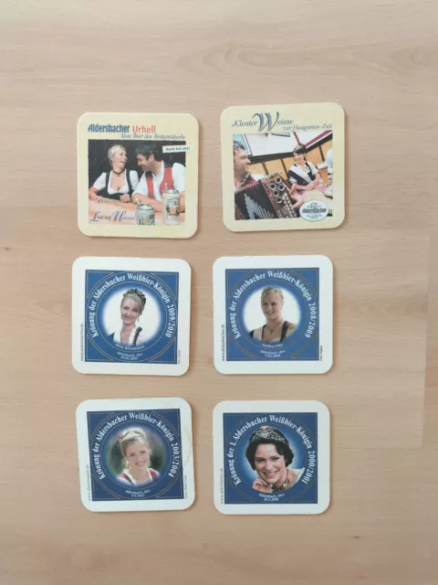 6 beer lids Aldersbacher, 4 x white beer queen, Bayer. National Exhibition 2016