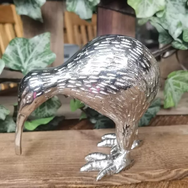 Kiwi Vogelfigur silber 8 x 8 cm New Zealand Figur Neuseeland Metall Dekoration