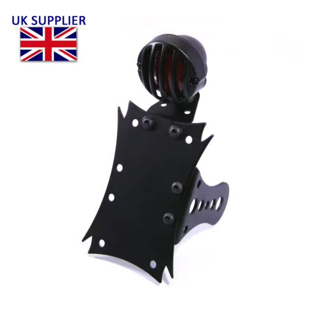 Custom Motorcycle Side Mount Number Plate Holder with LED Grill Tail Light