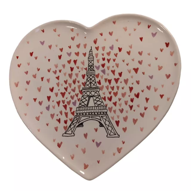 Sur La Table Heart Shaped Cakestand Eiffel Tower Pink Plate Pedestal 10"x3.25"t