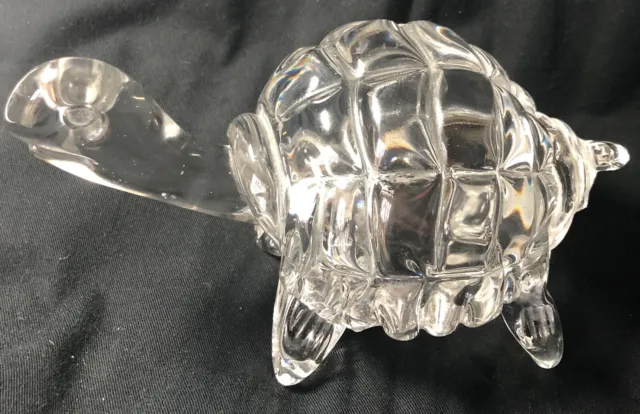 Lead Crystal Turtle Clear Art Glass Figurine Heavy Whimsical Vintage