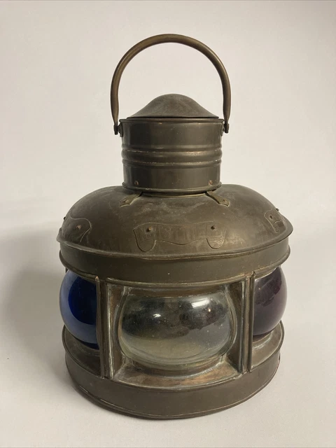 Vintage 3 Light Color Ship Nautical Lantern Starboard Port Mast Head Light