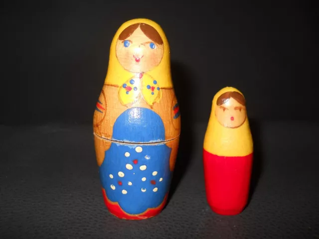 Alte Holzpuppen UdSSR Matryoshka Babuschka USSR Old Wooden dolls (7,2 cm)