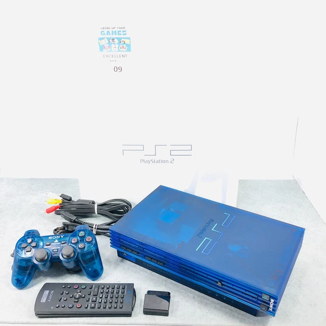 Sony PlayStation 2 Transparent Clear Ocean Blue (SCPH-37000) - NTSC-J, Excellent Condition