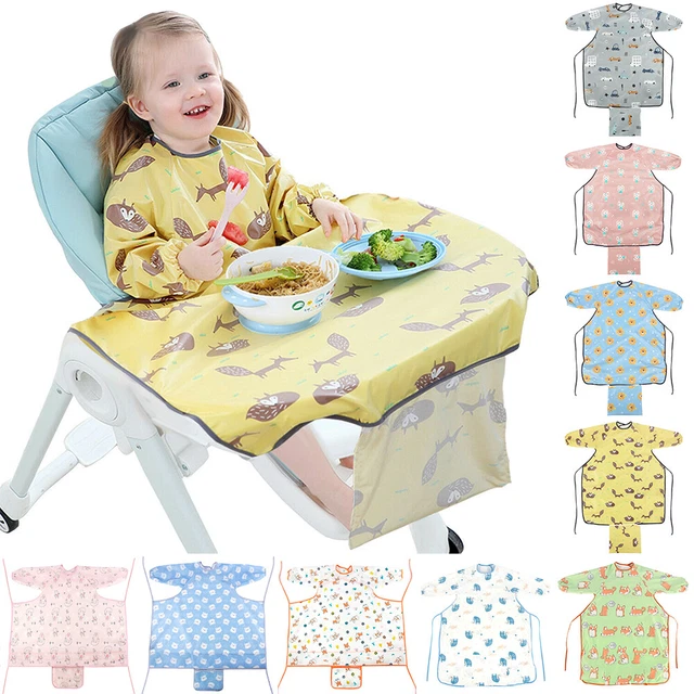 Baby Kids Bibs Long Sleeve Weaning Feeding Apron Coverall Highchair Xmas UK