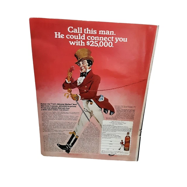 Johnnie Walker Red vintage 1980 Magazine Print Ad Man Cave