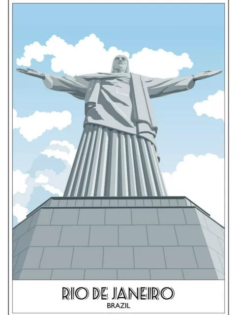 Rio de Janeiro, Brazil, Christ the Redeemer, Travel Poster, A4 A3 A2 Sizes