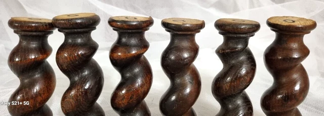 6 Barley twist turned spindle Column Antique french architectural salvage 4.8 in 8