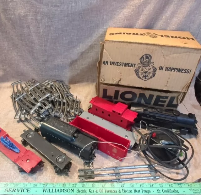 Antique Lionel Trains Set Lot Track Transformer W/Box #19142-100 Metal Toy Vtg