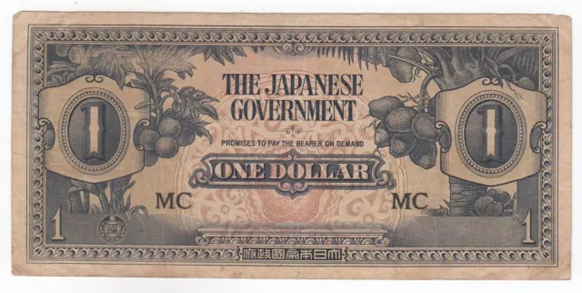 One Dollar, Japanese Malaya Occupation, MC Series - WWII, Banknote, XF