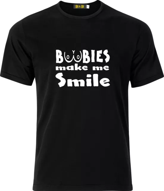 Boobies Make Me Smile Adult T Shirt  Funny Humor  Gift Present Cotton T Shirt