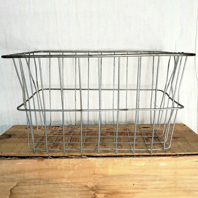 Cesta de Bicicleta de Metal De Colección Años 70 Moderna Rústica Industrial Almacenamiento del Hogar Decoración
