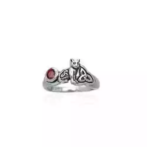 Gato Granate 925 Anillo Plata de Ley Por Peter Stone Joyería Fina