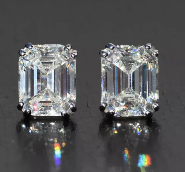 5.00 Ct White Diamond Solitaire Studs 925 Silver, Amazing Shine & Luster !