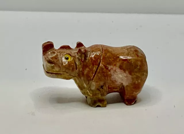 Miniature Hand Carved Stone Hippopotamus Hippo Figurine
