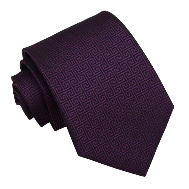 Cadbury Purple Mens Tie Woven Greek Key Patterned Formal Classic Necktie by DQT