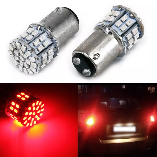 2Pcs/Set 12V Car Brake Lamp 1157 BAY 15D Tail Light 50-SMD LED Red Stop Bulb