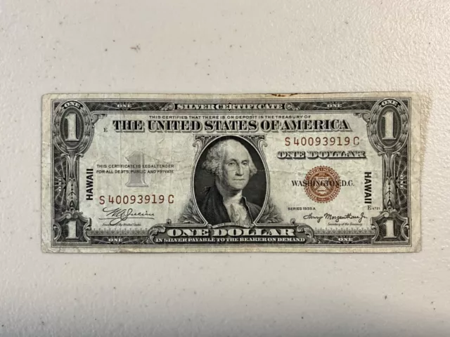 1935A U.s. $1 Dollar Silver Certificate Hawaii.