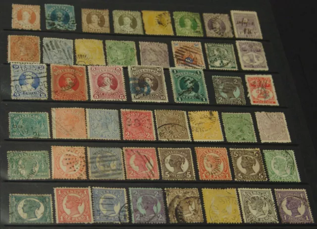 QUEENSLAND stamp collection, 47 different, 1860s-1940s, good range.
