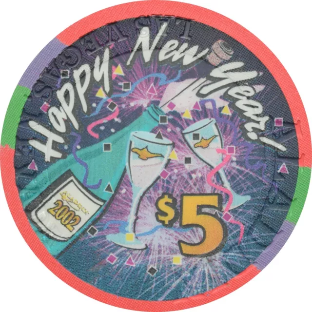 Aladdin Casino Las Vegas Nevada $5 Happy New Year Chip 2002