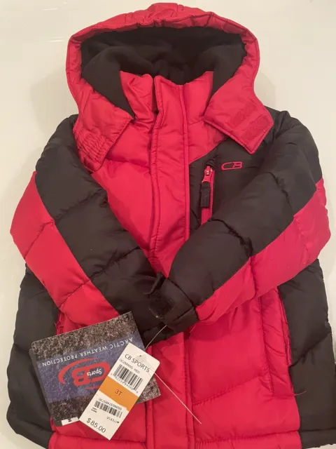 CB Sports Toddler Boys 2-Pc. Puffer Jacket & Hat Set size 3T Red Black