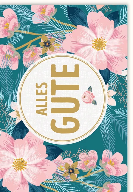Grußkarte Illustration Blumen Hintergrund türkis Alles Gute