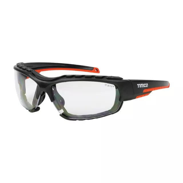 Timco - Sports Style Safety Glasses - With Foam Dust Guard - Clear - One Size