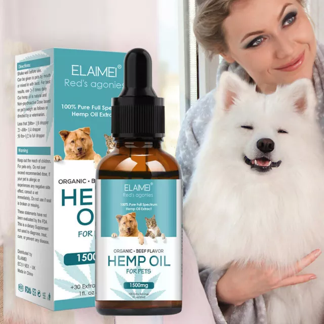 Hemp Oil for Pets Calming Oil Joint Pain Relief Anxiety Arthritis Stress Dog◢