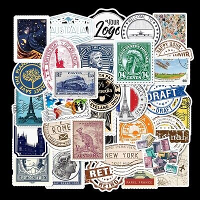 "Travel Stamps" 50pcs Scrapbooking Stickers Vintage Art Handmade Luggage Decals