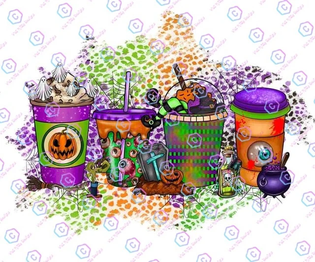 Halloween Pumpkin Cup Heat transfer designs ready to press