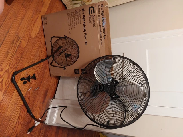 20 inch High Velocity Floor Fan with easy carry handle, buil-in cord wrap.
