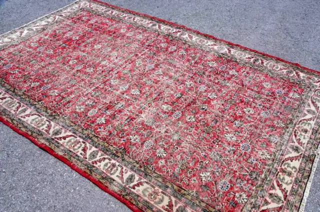 Amazing 11'x7' feet Floral Semi muted distressed Rug Handknotted Wool Carpet