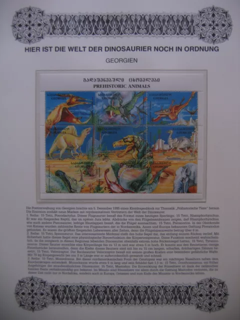 Irrtümer auf Briefmarken / Georgien 1995 Mi 143 - 151 Kleinbogen : Dinosaurier