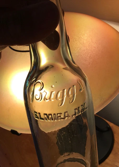 Old Elmira NY Beer Bottle Briggs Brewing Co Advertising Early 1900 Era 13 Oz